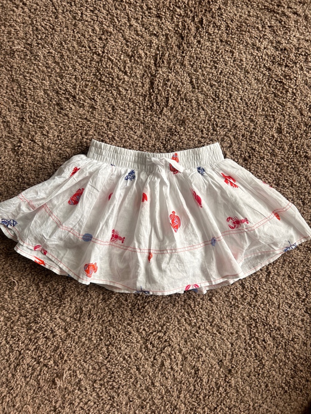 Janie and Jack White Tiered Skirt with Red and Blue Shells